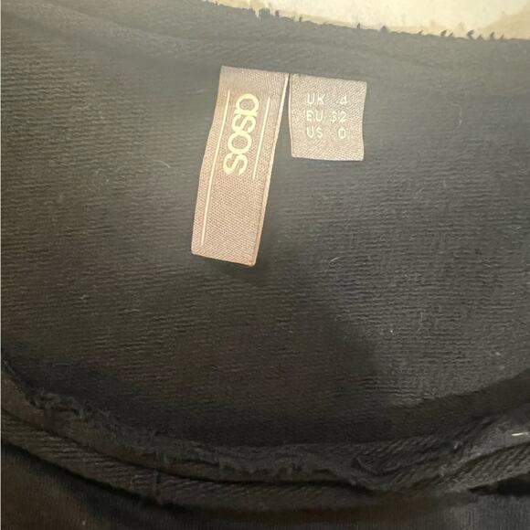 ASOS shredded cropped sweatshirt size 0 Black - Picture 5 of 11